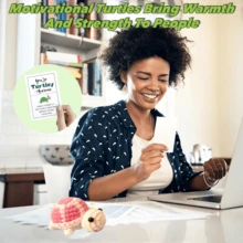 1pc Funny Positive Turtle Mini Fabric Crochet Sea Turtle With Positive Affirmations Cards For Inspirational Novelty Gifts - Multicolor - View 2