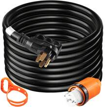 Heavy Duty Generator Cord, 10 Feet Generator Power Cord, 50AMP ETL Listed Cord, 12000 Watts Black Cable, SS2-50R Generator Plug, SS2-50P Extension Cord, 125/250V Generator Wire W/Portable Strap