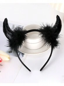 Bentiță - Bentiță de păr cu coarne de diavol roșu, accesorii de vrăjitoare, diavol, bentiță de păr, bentițe cu cercei