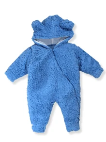 Winter Baby Romper Plush Sheepskin Boy Girl - 藍色 - 查看 2