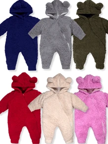 Winter Baby Romper Plush Sheepskin Boy Girl - 藍色 - 查看 1