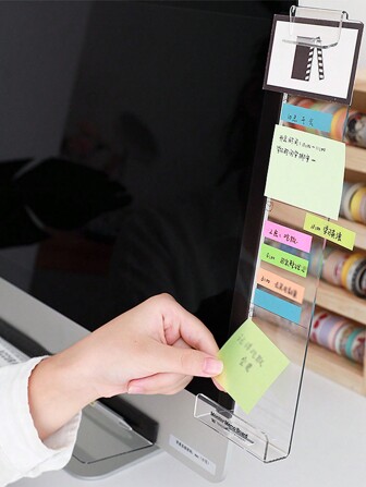 1pc Acrylic Message Board, Side Monitor Display Sticky Notes Memo Pad, Acrylic Whiteboard, Computer Screen Reminder Board, Office Desk Memo Back To School