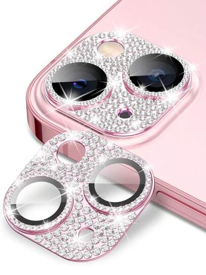 1 Piece Lens Protective Film Compatible With Iphone 11/12/13/14/15/15Pro15Promax/Plus/Mnini/Shiny Tempered Glass Camera Protective Film Flash Rhinestone Metal Lens Film Fashionable Scratch-Resistant Gift For Birthday, Family, Friends Sparkling Crystal, Lens Protector, Phone Accessories Waterproof Shockproof Anti-Fall Anti-Fall Anti-Fingerprint Full Cover