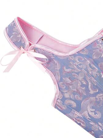 紧身胸衣上衣塑身衣紧身胸衣吊带背心，提花时尚无肩带塑身背心，带交叉后系带，适合化装舞会外套