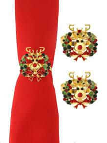 2/4 Stück Servietten Ringe in Weihnachtsdesign, Tischdekoration Weihnachten Servietten Clips, Weihnachtskränze, Äpfel, Hirschköpfe, Weihnachtsblumen, Schleifen Servietten Ringe, Heimdekoration, Weihnachts-Dekoration, Party Zubehör