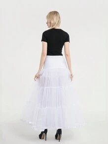 XKTRXF 1m Wide Hem Long Bridal Wedding Gown Bone-Free Crinoline Petticoat Puffy Net Tulle Underlayer - White - View 6