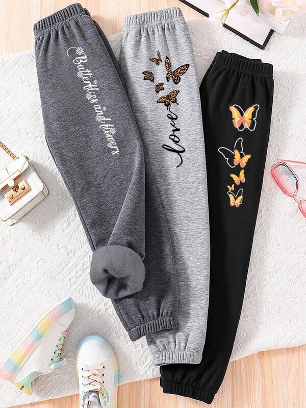 3 unidades / conjunto de calças de aquecimento estampadas para meninas entre desenhos animados