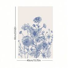 1/3 件蓝色植物印花帆布画简约中国风墙壁艺术复古美学现代客厅卧室办公室酒店餐厅装饰无框 - 彩色 - 查看 17
