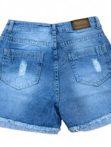 Tween Girls Denim Shorts - 中等水洗藍 - 查看 2