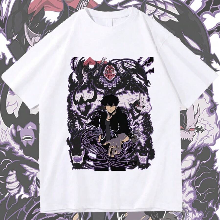 Anime Solo Leveling T-Shirt Unisex 100% Cotton Streetwear Launch Shipping In Various Colors!! - 白色 - 查看 1