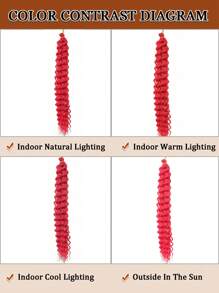 Cabello de ganchillo con efecto ola de mar para mujer de 18 a 32 pulgadas, 1 pieza de extensiones de cabello trenzado rizado profundo, cabello de ganchillo suave para trenzas bohemias (rojo) - Rojo - Ver 5