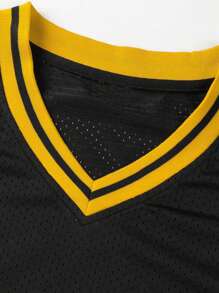 Boyfriend Style Men's No.21 White & Black Pittsburgh Lettering Embroidered Baseball Jersey, Loose Breathable V-Neck Short Sleeve Pullover Retro Sportswear For Street Hip Hop, Baseball, Golf Training - 黑色 - 查看 4