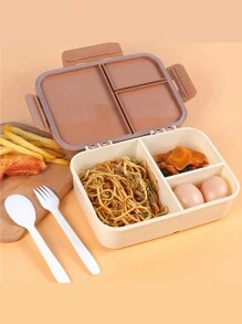 1 件便携式翻盖午餐盒，1200 毫升大容量塑料午餐盒，密封容器，适用于旅行食品，非常适合露营、野餐和办公室用餐 - 多色 - 查看 5
