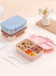 1 件便携式翻盖午餐盒，1200 毫升大容量塑料午餐盒，密封容器，适用于旅行食品，非常适合露营、野餐和办公室用餐 - 多色 - 查看 1
