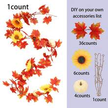 1 Nhân Tạo Lá Phong Dây Leo Treo Tường, Lễ Tạ Ơn Thu Hoạch Trang Trí Cho Ô Cửa, Tiệc, Sân Vườn, DIY Lắp Ráp Yêu Cầu - 1 chiếc lá phong đỏ bí ngô hướng dương - Xem 4