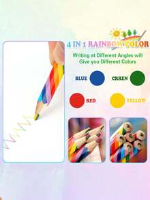 10 peças Lápis Multicoloridos, Conjunto de Lápis de Cor Degradê 4 em 1, Duas Pontas, Desenho DIY, Pintura e Coloração para Crianças e Estudantes - Lápis de cor - Visão 2