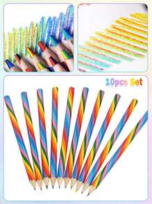 10 peças Lápis Multicoloridos, Conjunto de Lápis de Cor Degradê 4 em 1, Duas Pontas, Desenho DIY, Pintura e Coloração para Crianças e Estudantes - Lápis de cor - Visão 4