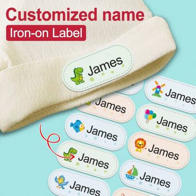 Personalized Custom Name Iron-On Label - And Non-Fade, Washable Fabric Labels Featuring Cute And Colorful Cartoon Icons, Soft And Comfortable, Ideal For Clothing And Accessories, Easy To Apply With Iron, For Anniversaries, For Children's Day, For Graduation, For Weddings, For Birthdays School, Home, Office, Multi-Functional, For Anniversaries, For Valentine's Day, For Mother's Day, For Birthdays, For Father's Day, For Graduation, For Weddings, For Housewarming,Warm Ambience,Winter Grace