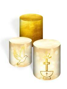 Kit 5 Round Panel Covers + Trio Cylinder Covers + Sublimated Rectangular Panel Cover Party And Birthday Decoration Various Themes  Eucharist Catholicism - Bộ 5 Cái 360 - Xem 4