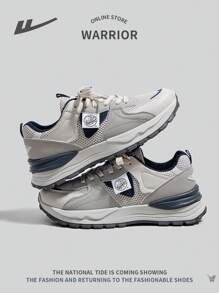 WARRIOR 时尚新款网眼透气女士运动鞋，软底系带运动鞋，舒适防滑户外耐用鞋 - 灰色 - 查看 4