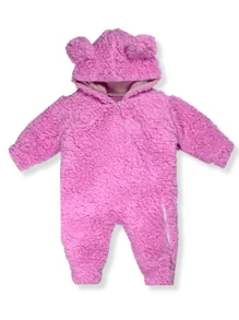 Winter Baby Romper Plush Sheepskin Boy Girl - 粉色 - 查看 2