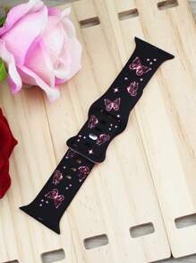 1 件兼容 表带女款雕刻可爱蝴蝶图案表带时尚柔软运动硅胶表带兼容 38/40/41/42/44/41/45/46/49mm 铆钉扣表带兼容 Series Ultra/11/10/9/8/7/6/Se/5/4/3 替换表带不褪色蝴蝶元素时尚表带 - 黑色錶帶+粉紅蝴蝶 - 查看 6
