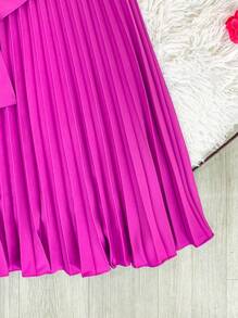 Pleated Midi Waist Elastex Dress - Red Violet - View 3