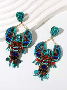 Hawaiian Beach Ocean Style Earrings Handmade Beaded Drop Earrings Shell Starfish Lobster Conch Women Earrings Mom Gift Christmas Thanksgiving Halloween Wedding Rave/Prom/Party/Daily/Beach Accessories Gift For Anniversary Valentine's Day Boho Jewelry Birthday Bridesmaid Gifts