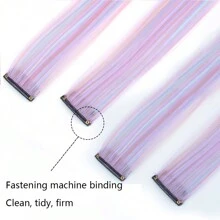 22 英寸/~55 厘米彩色发夹适合女孩和儿童，派对亮点直发饰品（浅蓝色、浅粉色、浅紫色），多件套