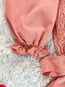 Pleated Midi Waist Elastex Dress - Dusty Pink - View 4