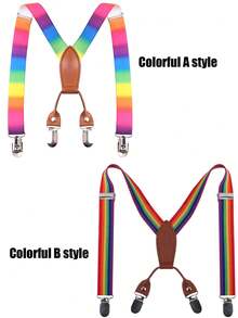 Conjunto de tirantes con moño para niños, traje formal estudiantil, tirantes tipo Y ajustables, broches de metal de alta calidad, para fiestas de cumpleaños y bodas, unisex - Multicolor - Ver 6