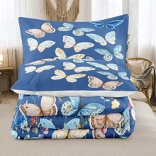 Butterfly Comforter Set Twin/Full/Queen For Girls, Pink Butterfly Girls Bedding Sets, Butterfly Bed Set Twin/Full/Queen For Girls Kids - Dusty Blue - View 4