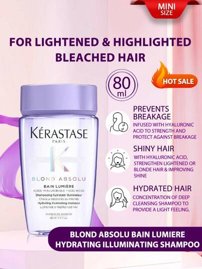 Kérastase Kerastase[Mini]Blond Absolu Bain Lumiere Shampoo Hidratante Iluminador 80ml | Um Shampoo de Consistência de Gel Translúcido Diário Formulado Com Ácido Hialurônico Para Fortalecer Cabelos Clareados ou Loiros Enquanto Limpa Profundamente, Hidrata e Melhora o Brilho. Uma Concentração de Agentes de Limpeza Profunda Para Proporcionar Uma Sensação de Leveza.