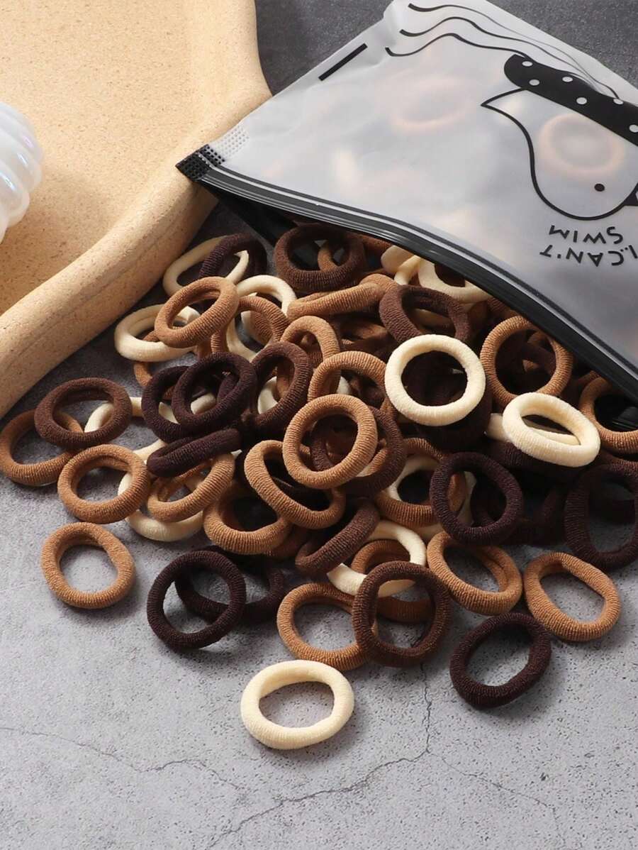 100pcs Women Plain Color Casual Elastic Hair Ties Ponytail Holder Accessories Hair Ties Ponytail Holders Hair Elastics Hair Rubber Bands Scrunchies Hair Rope Elastic Hair Tie