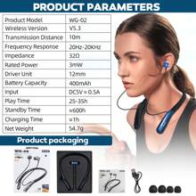 REMAX 最新款运动耳机无线触控，支持 TF 卡，颈带式耳机，免提音乐和通话蓝牙耳机，防水/小巧，适用于运动、跑步、锻炼、驾驶，20 小时播放时间，黑色/蓝色/白色 - 黑色 - 查看 10