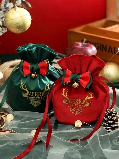 1/2 pezzi Sacchetti regalo di Natale, Sacchetti in velluto con cordoncino, Sacchetti per conservare i regali di Natale