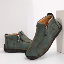 Lightweight Leather Ankle Boots For Women - Oxfords With Non-Slip Rubber Sole, Perfect For Work And Casual Wear. - 綠色 - 查看 3