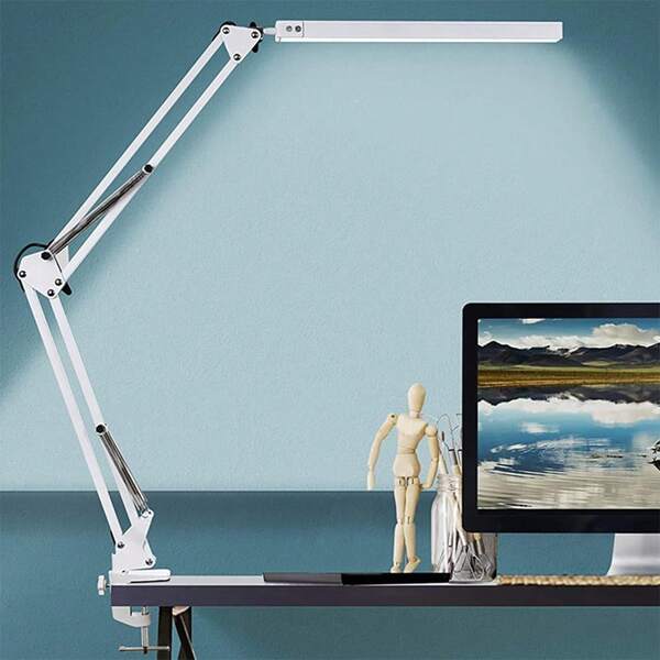 Lámpara de Escritorio LED con Brazo Oscilante de 360° 3 Modos de Luz con 10 Niveles de Brillo Infinito Negro