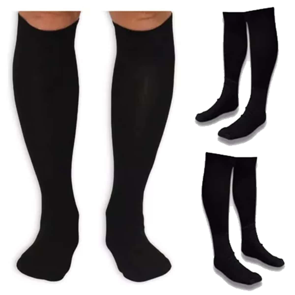 Kit 3 Black Socks For Children And Youth Comfortable Football Set 22 To 27 And 28 To 34 - 黑色 - 查看 1