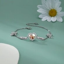 Hartvormige armbanden, gepersonaliseerde foto en naam, cadeaus voor familie/koppels/vrienden