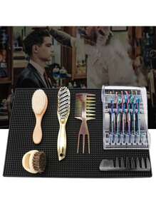 BUCICE Rubber Barber Mat & Bar Mat, Hairdressing Tool Mat, Electric Push Clipper Non-Slip PVC Bar Service Mats Flexible Spill Mat For Hair Salon & Bar Accessories, Hair Tools, Hair Products And Accessories For Barber Salon Beauty Back To School, Travel Holiday Essentials, Hair Accessories For Women, Slick Back Brush, Barber Accessories, Hair Dryer, Hair Dryer, Hair, Hair Brush, Barber, Barber Accessories, Hairdressing Equipment, Hairstyle, Hairdressing, Hair, Hair Products, Hair Tools, Hair Stuff, Barber, Barber Accessories, Barbershop, Hairdressing Equipment