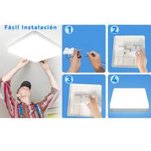 CANMEIJIA 1 pieza Panel de luz cuadrado montado en el techo con marco blanco, estilo moderno, 85V-265V sin parpadeo, luz blanca/neutra/cálida, alto brillo, diseño delgado, adecuado para pared/pasillo/habitación/entrada/techo/cocina/sala de estar/baño/dormitorio/estudio, lámpara de techo interior selecciona el tamaño según el escenario de uso - marco blanco - Ver 11