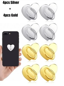 8pcs-Cell Phone Charm Hook Finger Rings Adhesive Phone Finger Grip Loop Stand Metal Phone Charm Rings Sticky Heart Ring Phone Holder Heart Phone Ring For Cell Phone Tablet DIY Accessories Compatible With IPhone, Android Phone, Gift For Birthday, Family, Friends Finger Ring Holder, Phone Grip, Phone Accessories - Multicolor - View 13