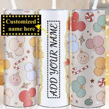 1 件定制圣诞雪人圣诞袜，圣诞老人元素 20 盎司不锈钢水瓶带盖和吸管，节日礼物，圣诞派对用品，新年礼物 - 彩色 - 查看 14