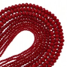 1pc Red Ceramic Cut Abacus Crystal Flat Beads, All-Match Handmade DIY Beading Supplies, Suitable For Making Bracelets, Necklaces, Jewelry, Phone Chains, Keychains