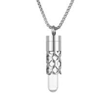 2024 Vòng cổ hương liệu bằng thép không gỉ mới Ống thủy tinh đựng dầu nước hoa Mặt dây chuyền Vòng cổ khuếch tán tinh dầu nước hoa Vòng cổ hương thơm Trang sức hương thơm Không mùi - Bạc - Xem 23