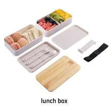 1 件 1200 毫升日式便当盒，双层隔热午餐盒，大容量，微波炉安全塑料食品容器套装，厨房，圣诞礼物 - 彩色 - 查看 4