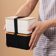 1 件 1200 毫升日式便当盒，双层隔热午餐盒，大容量，微波炉安全塑料食品容器套装，厨房，圣诞礼物 - 彩色 - 查看 7