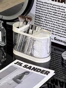 1pc Cream-Color Cosmetic Brush Holder Makeup Organizer Desk Storage - Multicolor - View 7