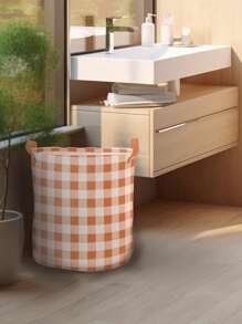 1 pieza Cesta de lavandería almacenamiento papelera Juguete Organizador plegable impermeable de tela Cesto de ropa sucia para cuarto de baño,dormitorio,sala de estar - Óxido marrón - Ver 4